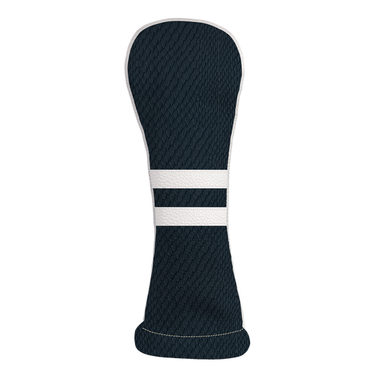 Timeless Headcover: Navy Boa + Pure White